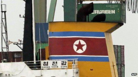 North Korean vessel Chong Chon Gang at Manzanillo harbour in Colon, Panama, on 16 July 2013