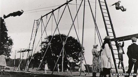 Boys on swings