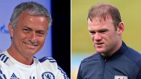 Chelsea manager Jose Mourinho and Manchester United striker Wayne Rooney