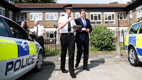 Prime Minister David Cameron visits community police in Hertfordshire