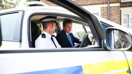 David Cameron visiting a crime prevention initiative