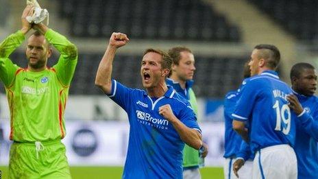 St Johnstone celebrate at the final whistle