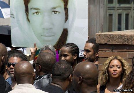 Beyonce at a 'Justice for Trayvon' rally in New York