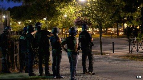 Police patrol streets of Trappes, France (21 July 2013)