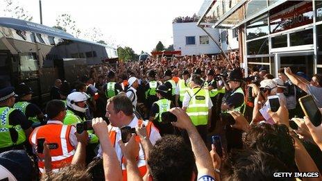 Crowds gather to watch Real Madrid arrive at Bournemouth