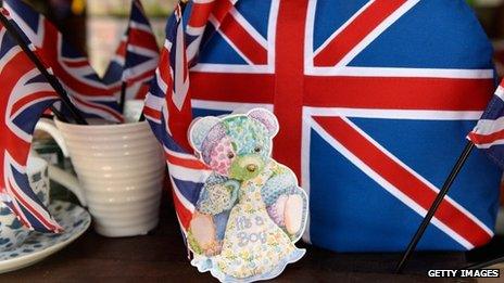 British and baby decorations at a shop in California