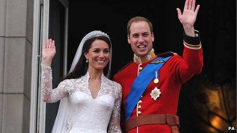 The Duke and Duchess of Cambridge on their wedding day