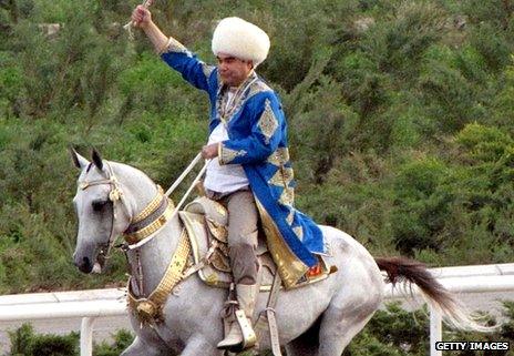 Gurbanguly Berdimuhamedov riding a horse