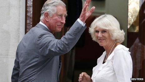 Prince of Wales, Duchess of Cornwall arrive at the Lindo Wing of St Mary's hospital on 23 July 2013