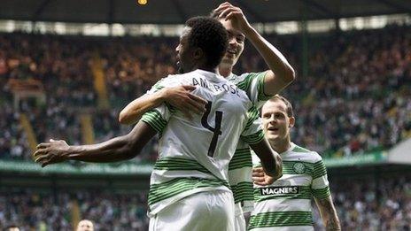 Efe Ambrose celebrates his goal