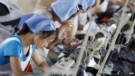 Workers at a factory in China