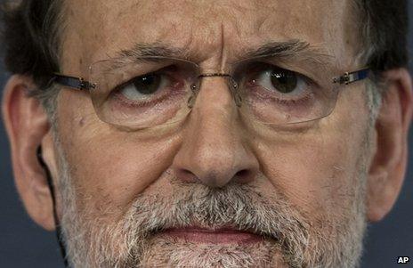 Spanish Prime Minister Mariano Rajoy at a news conference in Madrid, 22 July