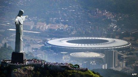 Rio's Maracana stadium as seen in the distance from the statue of Christ the Redeemer