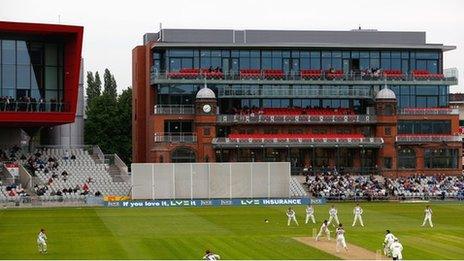 The refurbished pavilion at Old Trafford