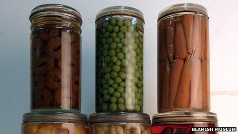 Jars of fruit and vegetables