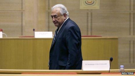 Dominique Strauss-Kahn at a French Senate commission inquiry on the role of banks in tax evasion in Paris (June 2013)