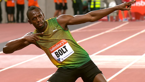 Double Olympic champion Usain Bolt wins the 100m