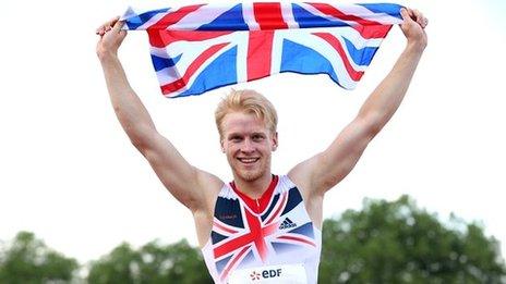 Britain's Jonnie Peacock celebrates his victory in the T44 100m in Lyon