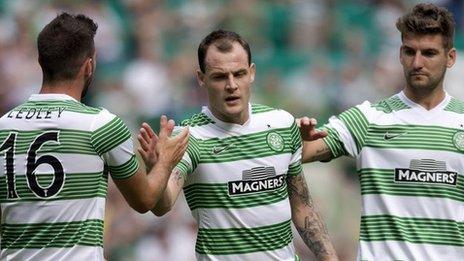 Anthony Stokes (centre) scored against Borussia Monchengladbach