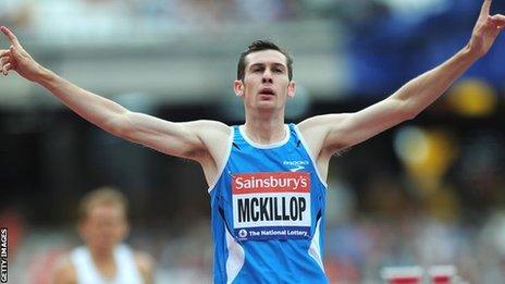 McKillop celebrates winning the T36/37 800m race at the Paralympic Anniversary Games on Sunday