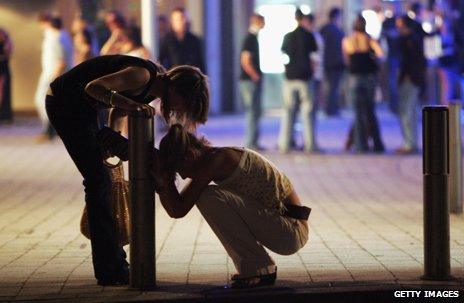 Binge drinkers in city centre