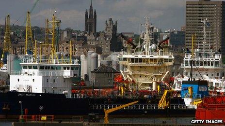 Aberdeen harbour and skyline