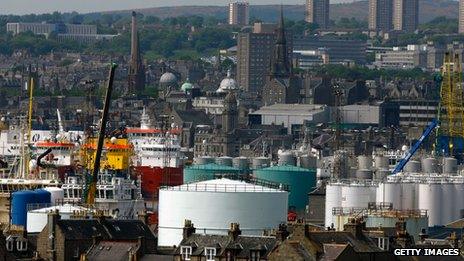 Storage tanks at Aberdeen harbour