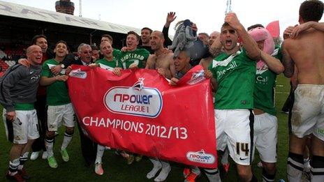 Doncaster celebrate winning the League One title