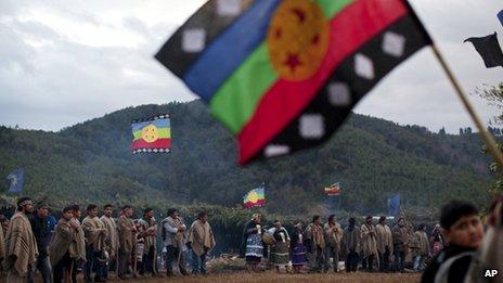 Mapuche Indians from the Temucuicui Autonoma community , 9 Feb 2013