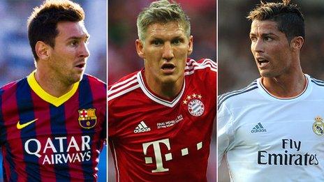 Lionel Messi, Bastian Schweinsteiger, Cristiano Ronaldo