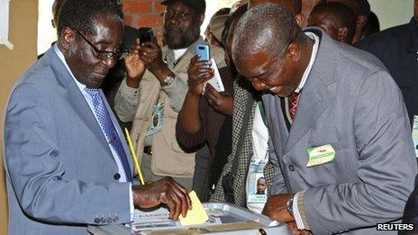 Robert Mugabe voting - 31 July 2013