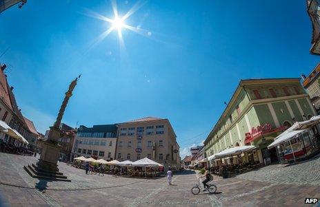 A square in Maribor, Slovenia, July 2013