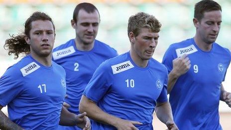 St Johnstone in training ahead of the match in Belarus