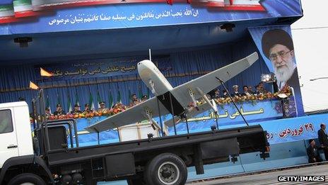 An Iranian drone on display in Tehran in 2010