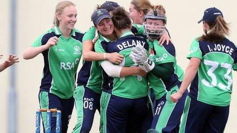 Ireland celebrate after beating the Netherlands on Thursday