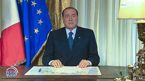 Screen grab from Berlusconi video message