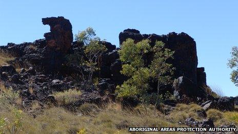 File photo: part of the Two Women Sitting Down sacred site, including the Horse's Head rocky outcrop, top left, 25 June 2004