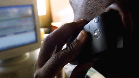 Someone on the phone in Kenya - 2006