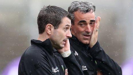 Jim McGuinness and Rory Gallagher during Sunday's All-Ireland quarter-final