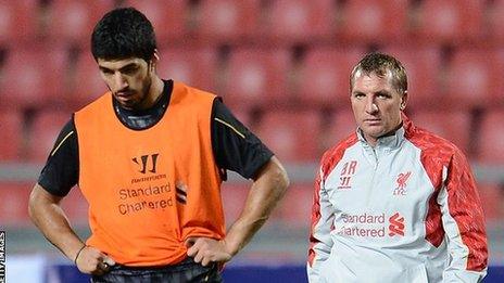 Luis Suarez (l) and Brendan Rodgers