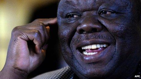 Prime Minister of Zimbabwe Morgan Tsvangirai addresses a media conference in Harare on August 3, 2013.