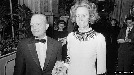 Katherine Graham, shown with Truman Capote in 1966, was the former publisher