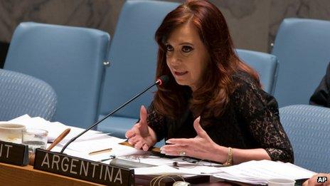 Cristina Fernandez de Kirchner addresses the Security Council