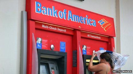 Bank of America ATM with woman