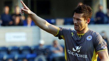 Leicester's David Nugent celebrates scoring