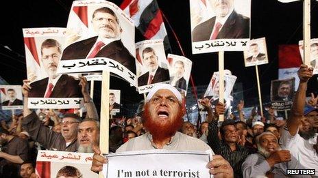 Supporters of Mohammed Morsi in Cairo. 6 Aug 2013