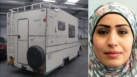 White campervan and Rania Alayed