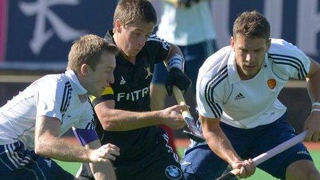 England men's hockey team in action