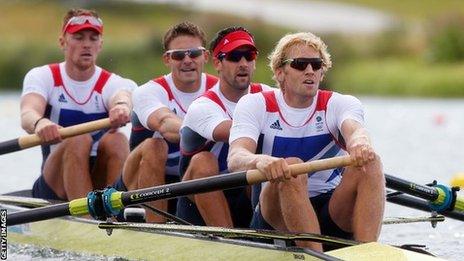 Olympic men's four champions Pete Reed, Andy Triggs Hodge, Tom James and Alex Gregory