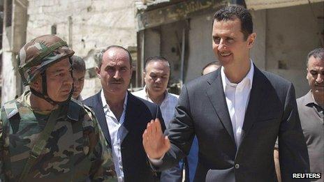 Syrian President Bashar al-Assad visits Daraya. 1 Aug 2013